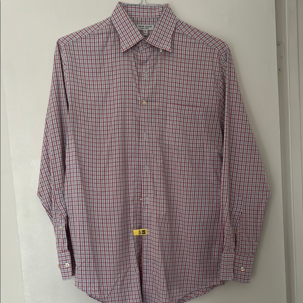 Peter Millar summer comfort Red Blue and White Checkered Dress Shirt